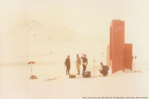Photo John Purves. Outside Cootapatamba Hut June 1984.