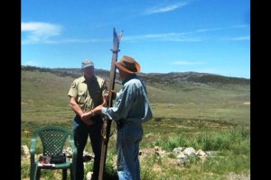 Graham Scully presenting skis to NPWS, 2010