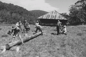 KHA volunteers preparing the log for insertion, photo John Hamilton