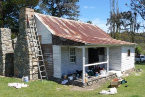 John Woodward undercoating verandah, Baker Oct 2014.